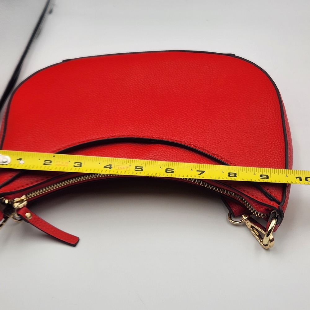 Nanette Lepore Small Red Crescent Hobo Shoulder Bag‎ Faux Leather Purse - Picture 10 of 12